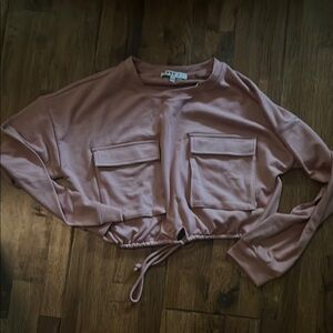 love J Mauve Long Sleeve Crop Top